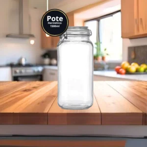 POTE DE VIDRO PREMIUM 1500ML HERMÉTICO COM TRAVA DE INOX KIT OU AVULSO