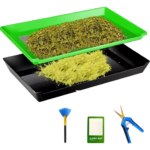 Kit de bandeja de guarnição com bandeja de corte, tela de pólen de 150 mícrons, colheita inferior, tesoura, planta de ervas, flor, peneira seca, acessórios